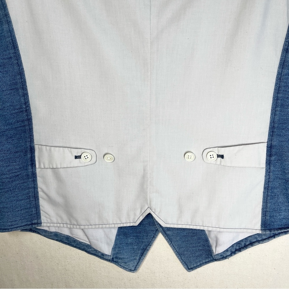 G-Stage Mens Vest Size Large Blue Cream Knitted Cotton 5 Button Closure - Picture 7 of 13